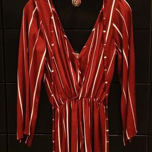 RED AND WHITE PLAYSUIT